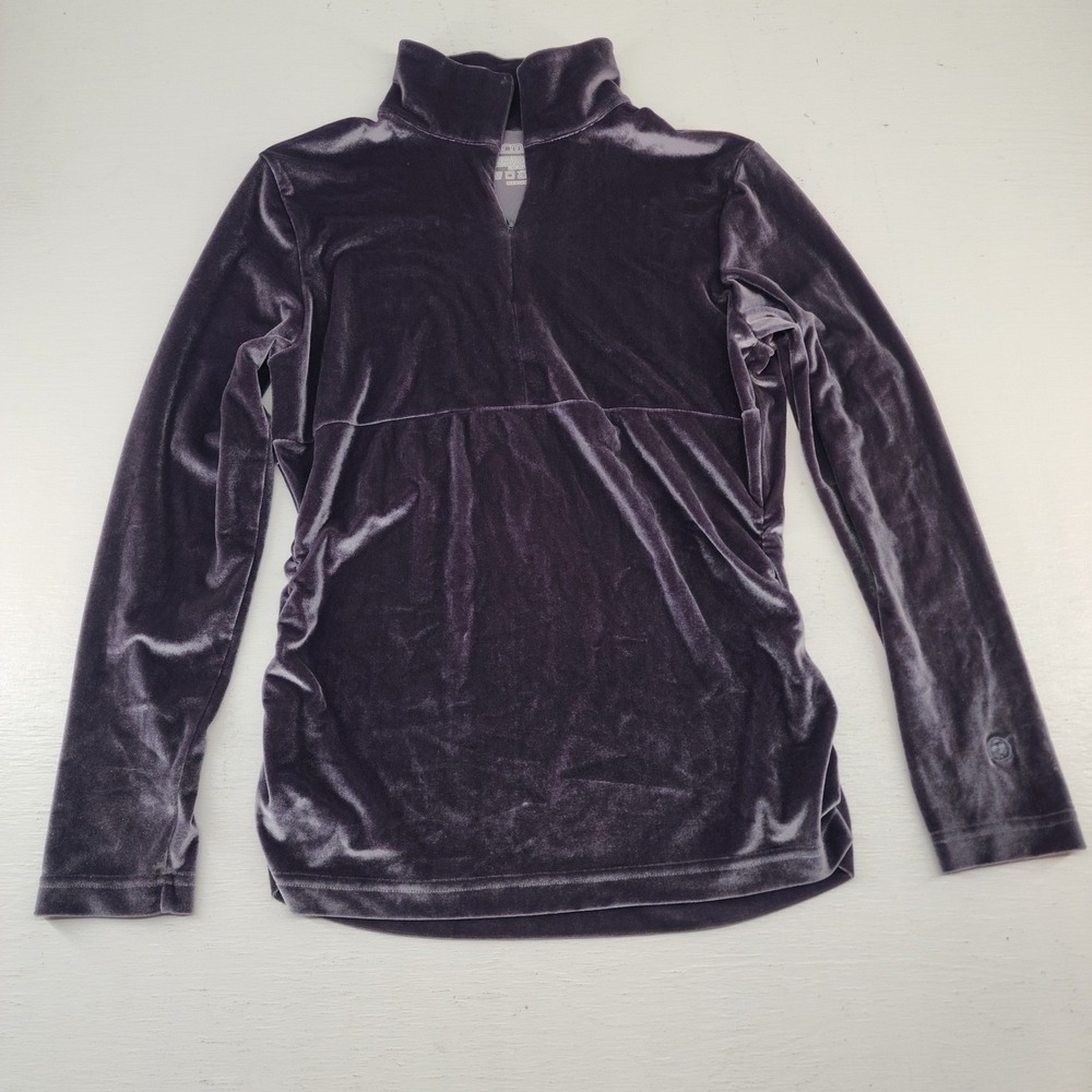 Obermeyer Medium | Womens Gray Silver‎ Velvet Velour Quarter Zip Pullover